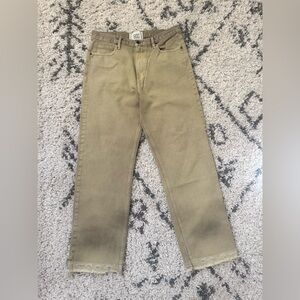 BDG Skate Fit Tan Pants Relaxed Straight Raw Hem Distressed 32x32